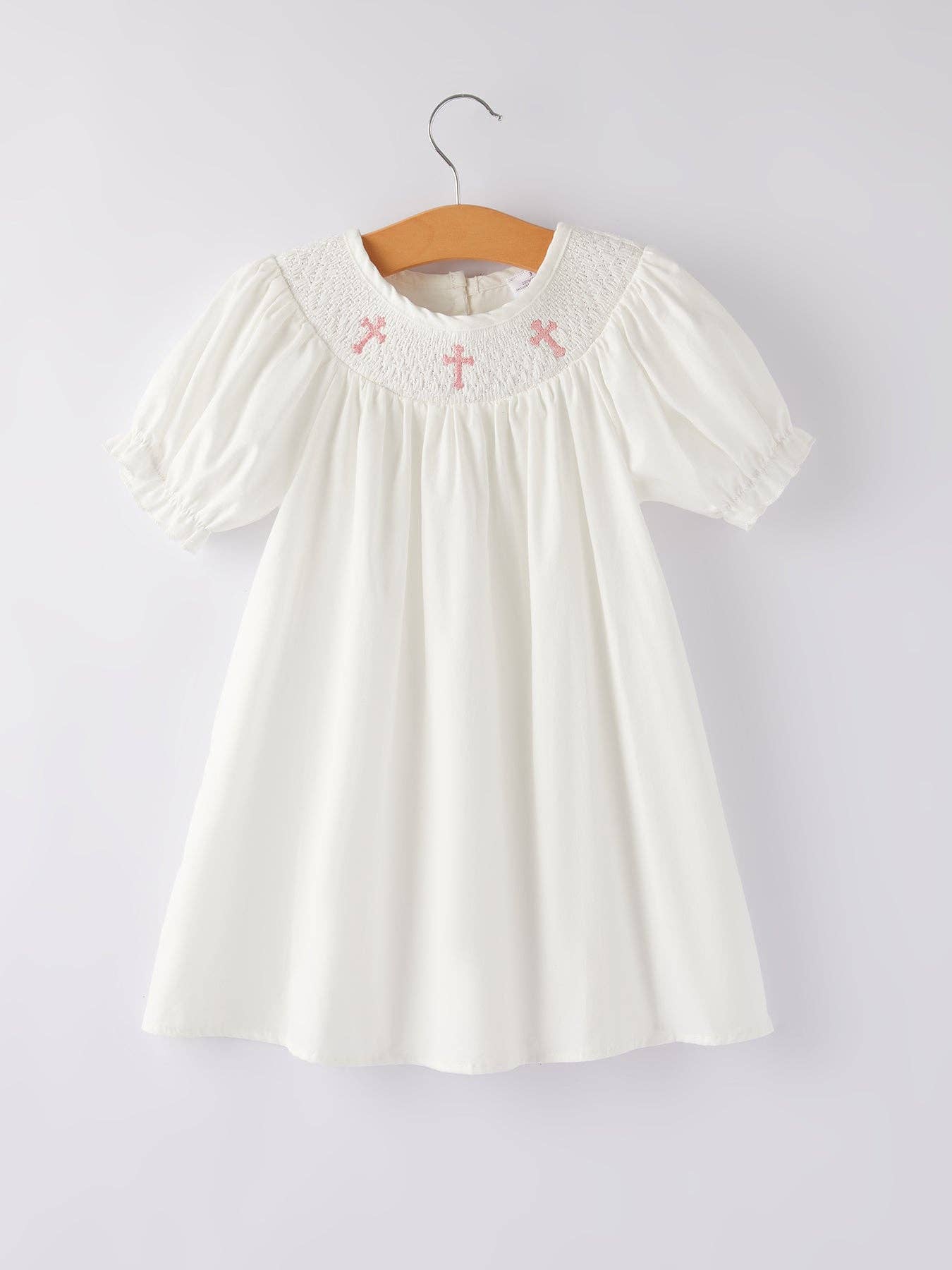 White Christening Smocked Dress
