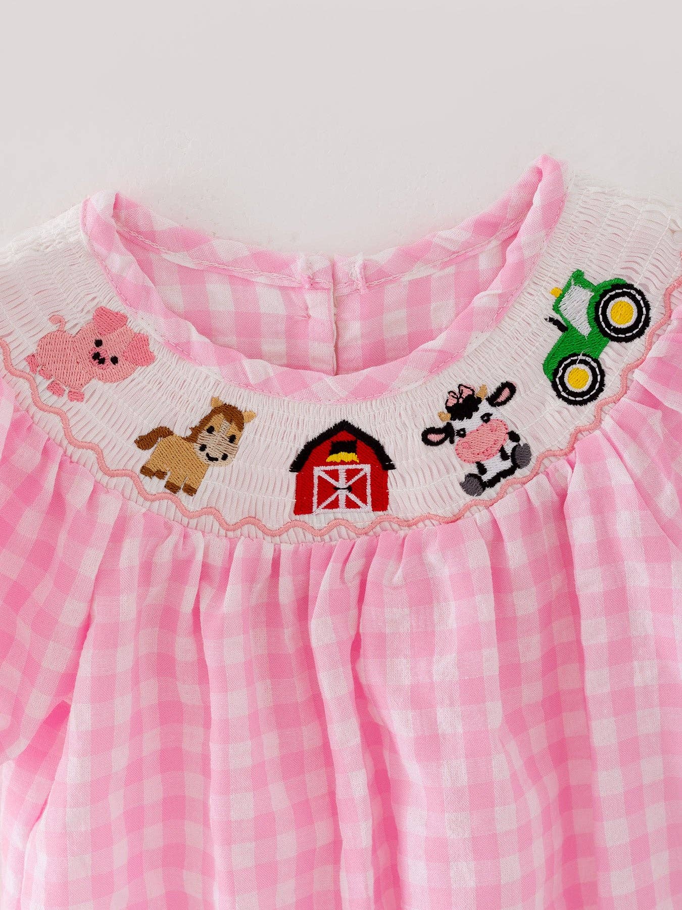 Pink Farm Smocked Romper