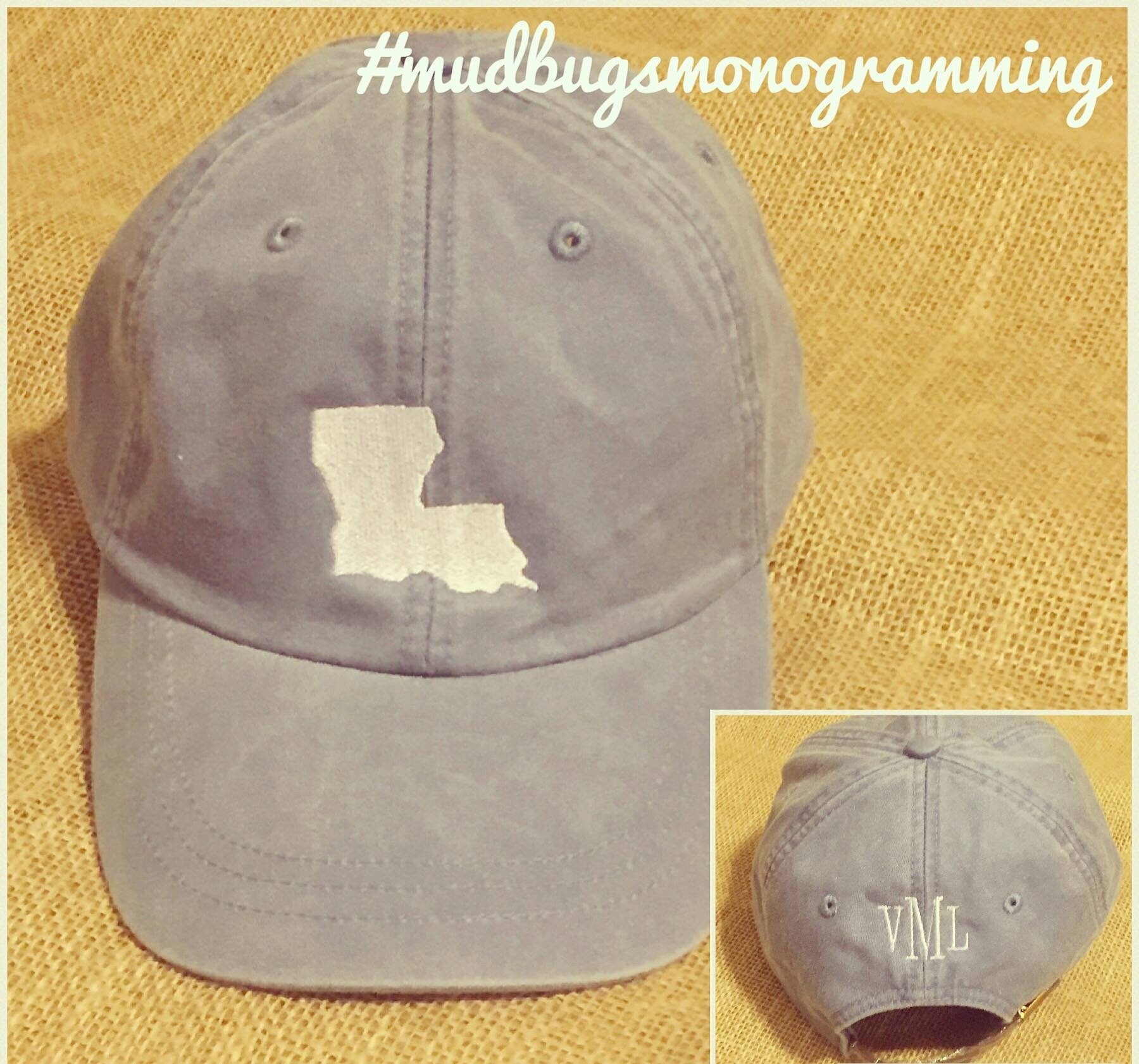 PERSONALIZED Monogram Cap - Monogram Hat - Monogram Gifts - All States Available - Monogrammed Baseball Cap - Monogrammed Cap - MUDBUGSBTQ
