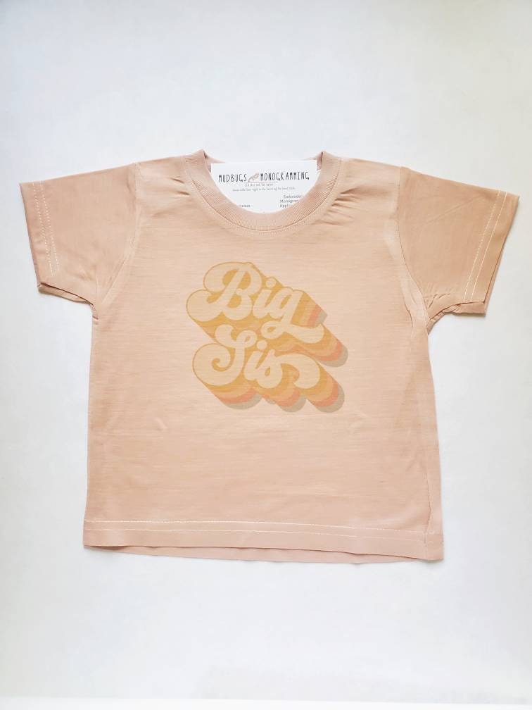 Retro Big Sister Shirt - Sublimation - Big Brother Shirt - Pregnancy Announcement- Little Sister Shirt - MUDBUGSBTQ