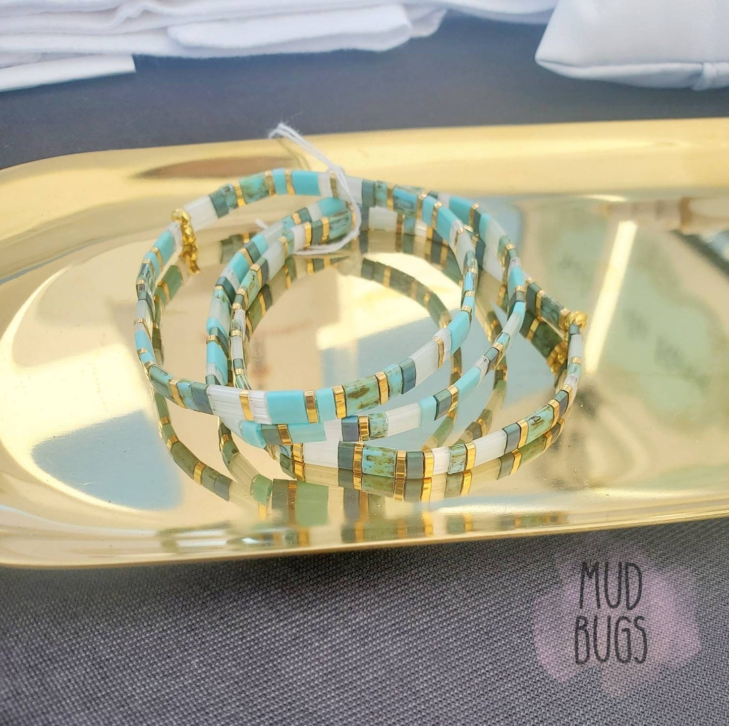 Aqua Miyuki Tila Bracelet - MUDBUGSBTQ