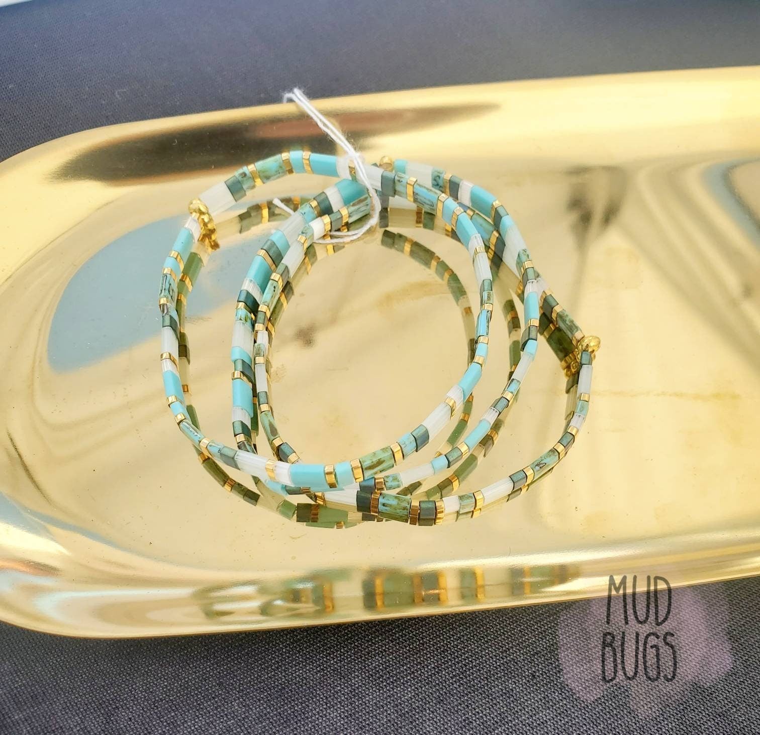 Aqua Miyuki Tila Bracelet - MUDBUGSBTQ