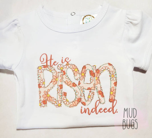 He Is Risen Shirt - Retro Easter Shirt - Girls Easter Shirt - He Is Risen Indeed Shirt - Baby Easter Shirt - MUDBUGSBTQ