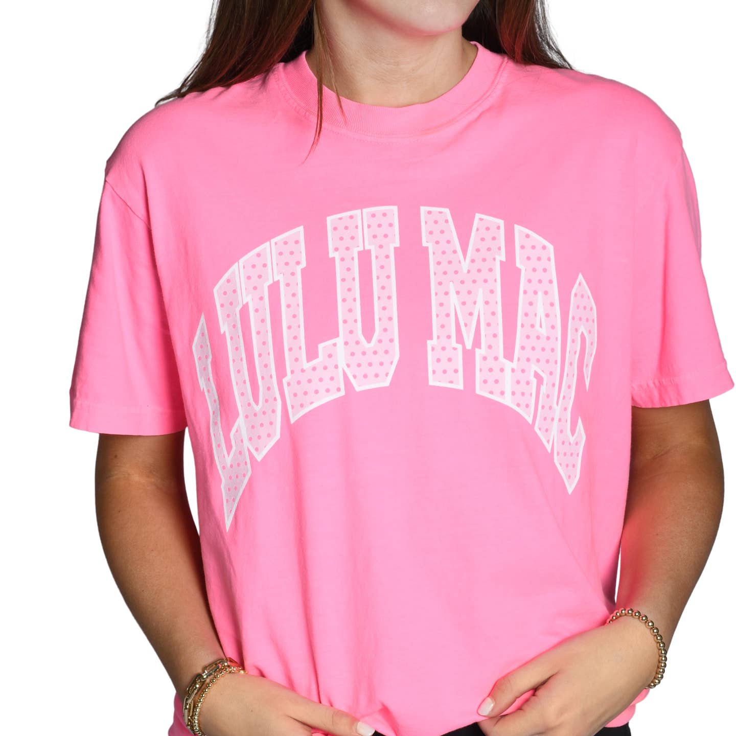 LULU MAC Neon Polka Dot Tee - MUDBUGSBTQ