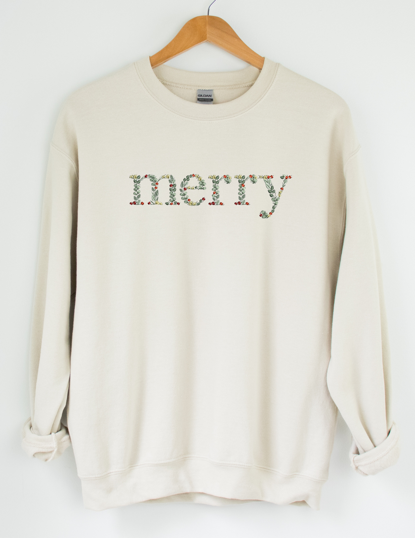 Floral Merry Embroidered Sweatshirt - MUDBUGSBTQ