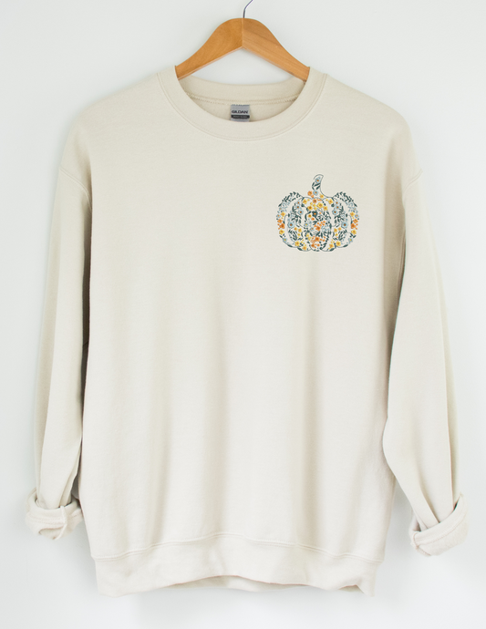 Floral Pumpkin Embroidered Sweatshirt - MUDBUGSBTQ