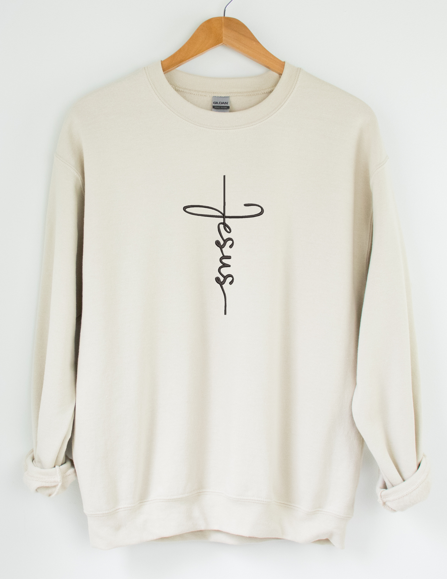 Jesus Monochrome Embroidered Sweatshirt - MUDBUGSBTQ