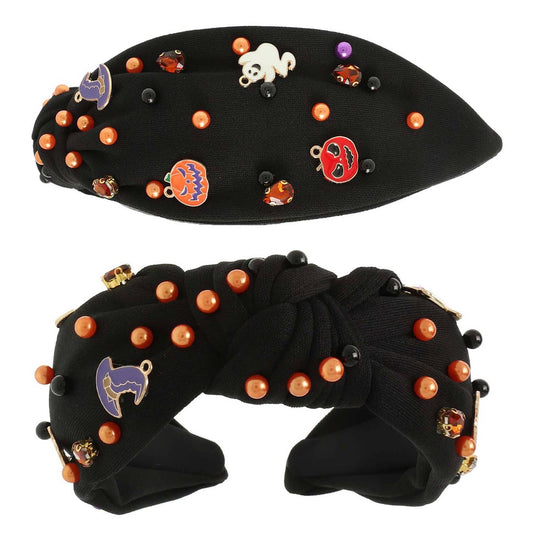 Jeweled Pumpkin Knotted Headband
