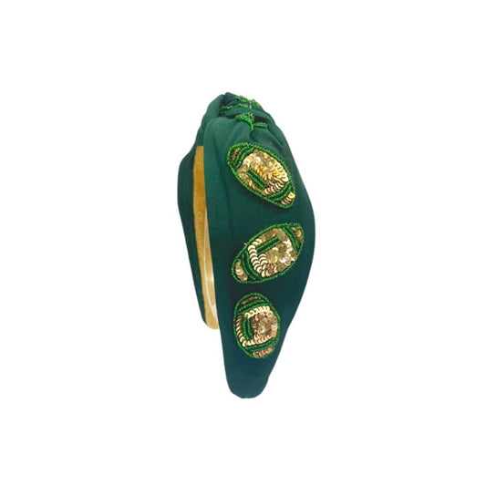 Green & Gold Game Day Knot Headband - MUDBUGSBTQ