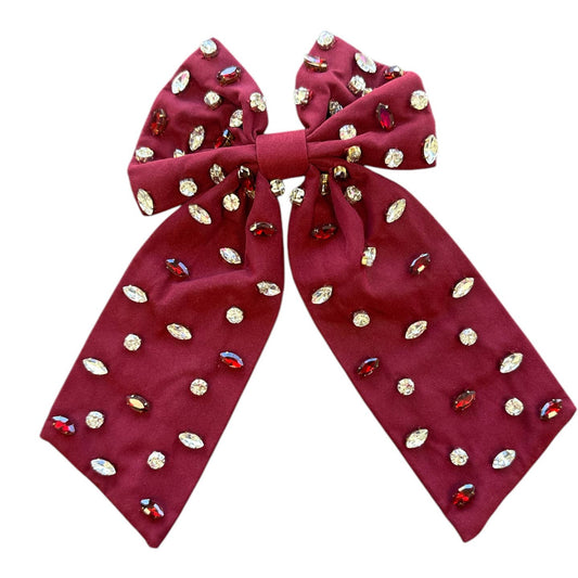 Maroon Rhinstone Bow - MUDBUGSBTQ