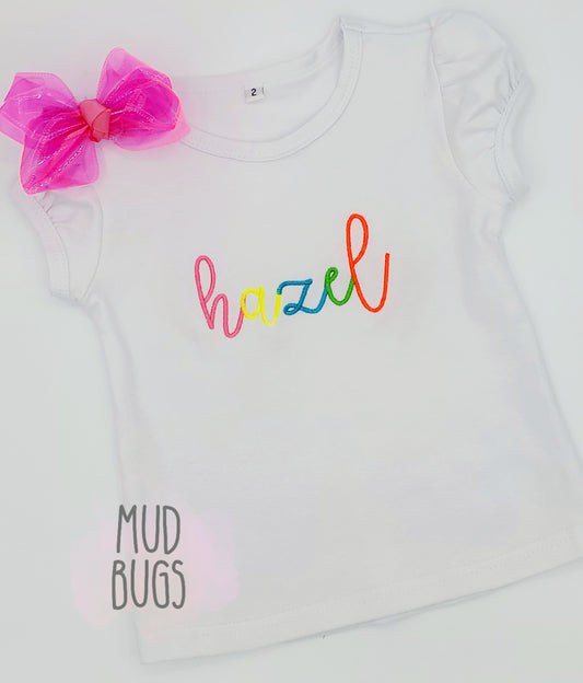 Neon Name Embroidery Shirt - MUDBUGSBTQ