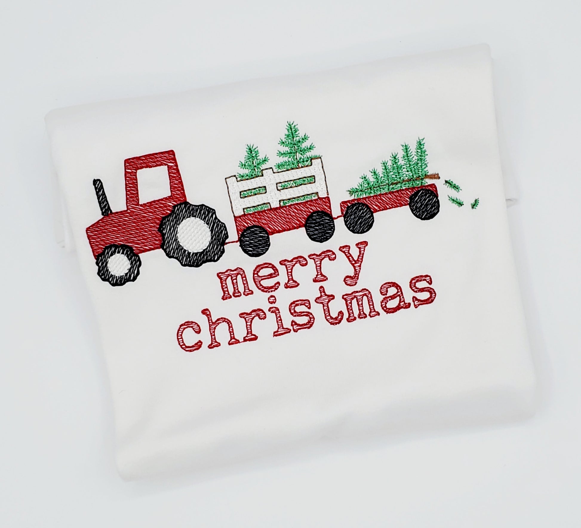 Train Christmas Embroidery Shirt - MUDBUGSBTQ