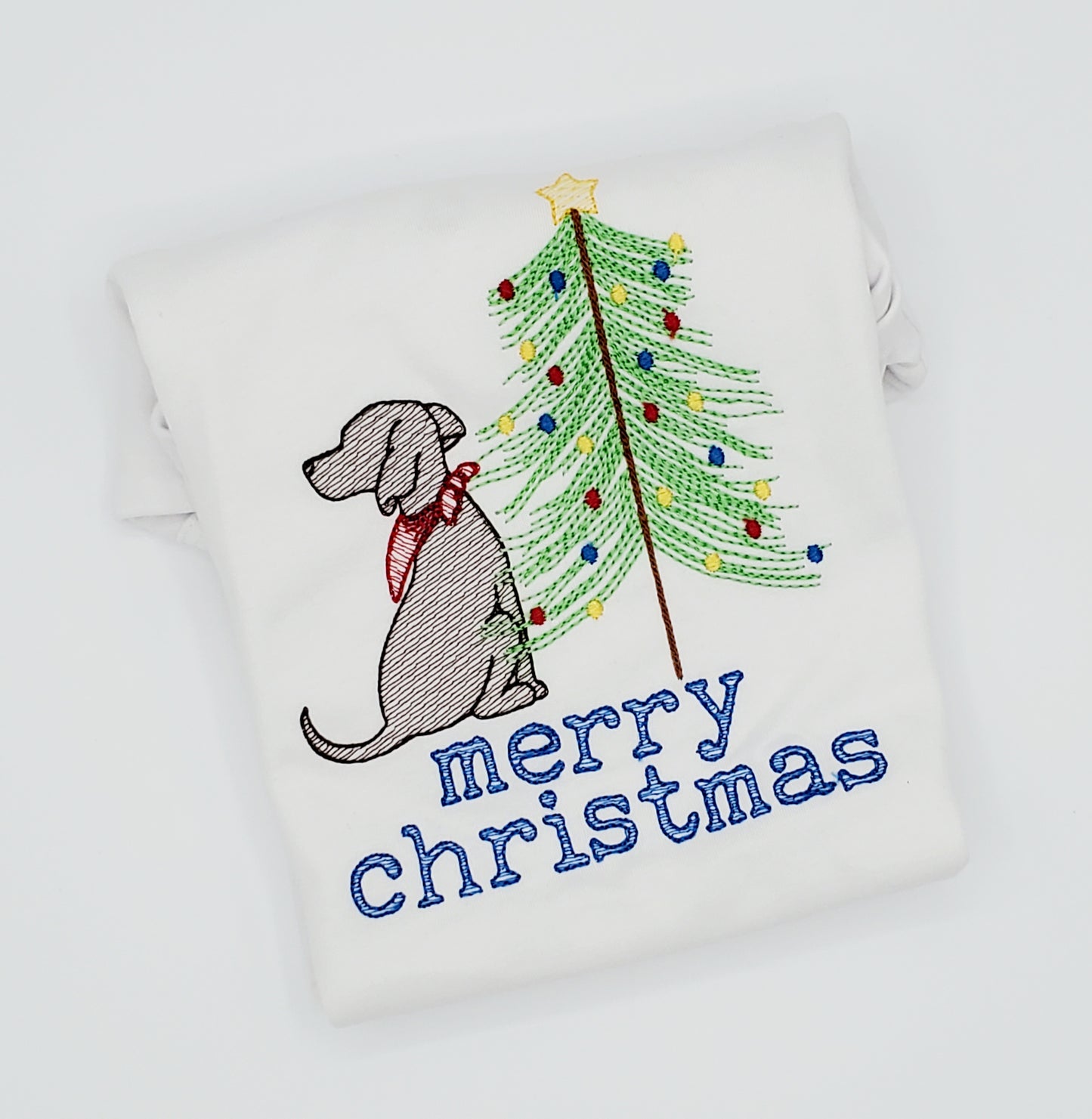 Brown Dog Christmas Embroidery Shirt - MUDBUGSBTQ