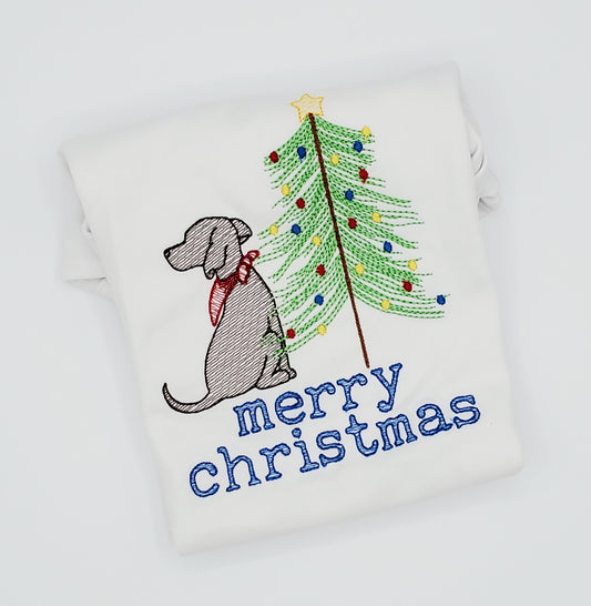 Brown Dog Christmas Embroidery Shirt - MUDBUGSBTQ