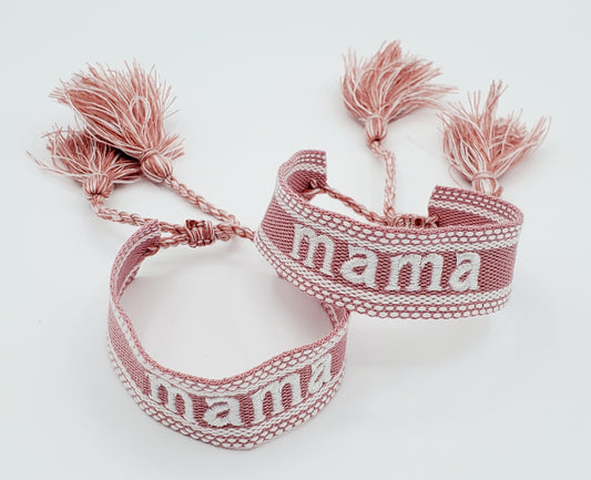 Pink MAMA Embroidery Bracelet - MUDBUGSBTQ