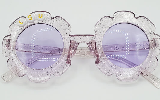 Purple Glitter L S U Kid Sunglasses - MUDBUGSBTQ