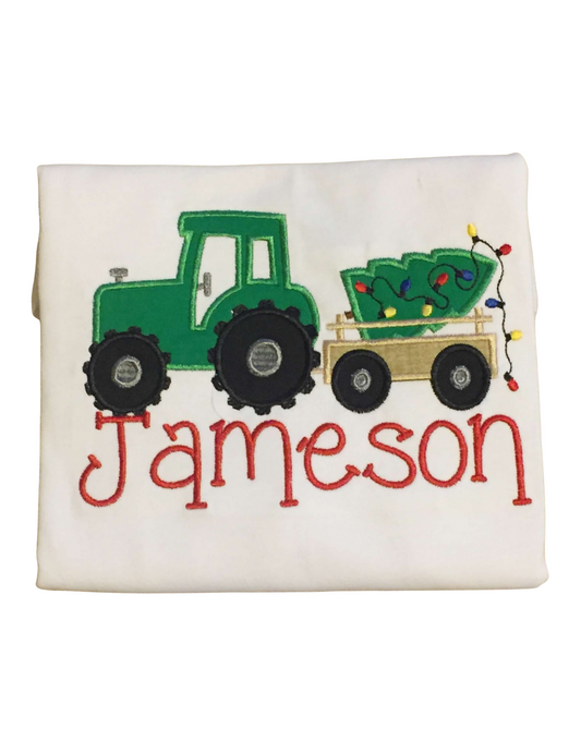 Christmas Tractor Embroidery - MUDBUGSBTQ