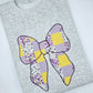 Purple & Yellow Patchwork Bow Sweatshirt