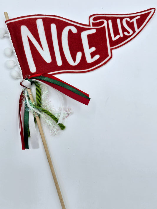 Nice List Pennant Flag in Red