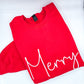 Red Merry Embroidered Sweatshirt