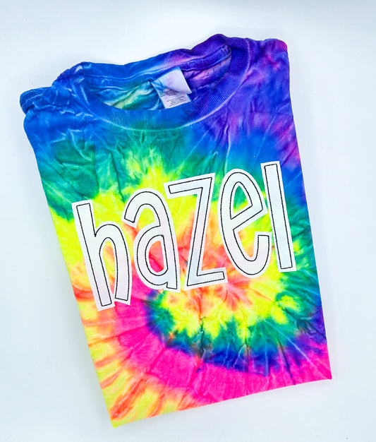 Personalized Applique Tie Dye Tee - MUDBUGSBTQ