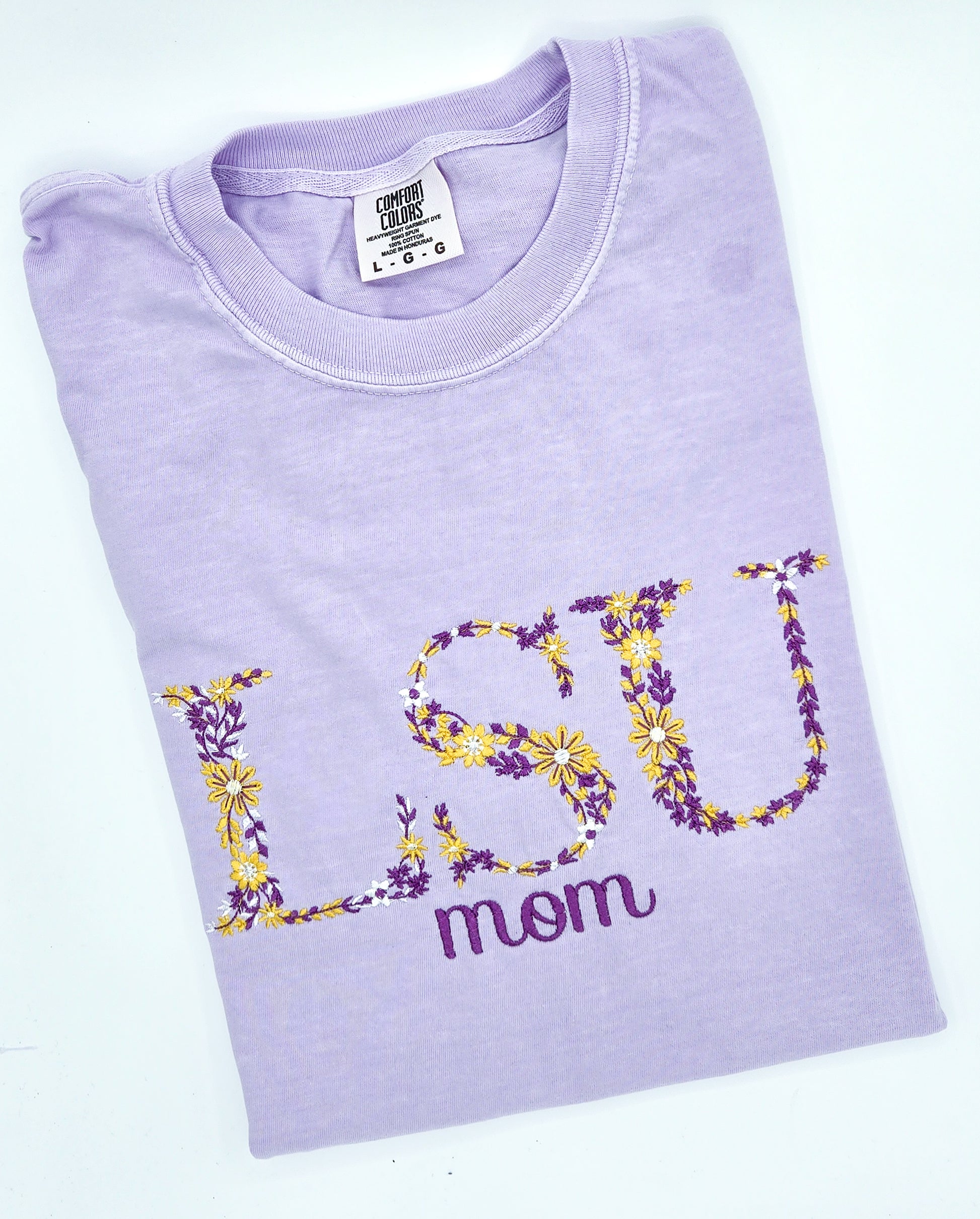 Floral LSU Mom Tee - MUDBUGSBTQ