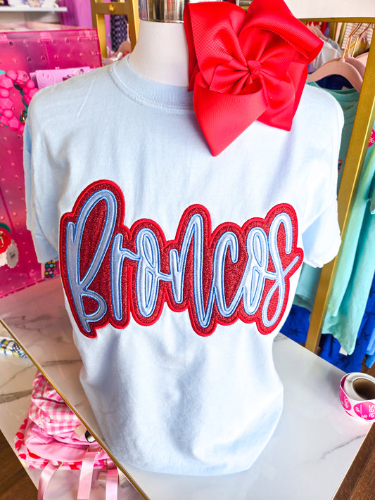 Broncos Glitter Applique Tee - MUDBUGSBTQ