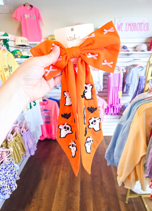 Halloween Beaded Ghost Bow