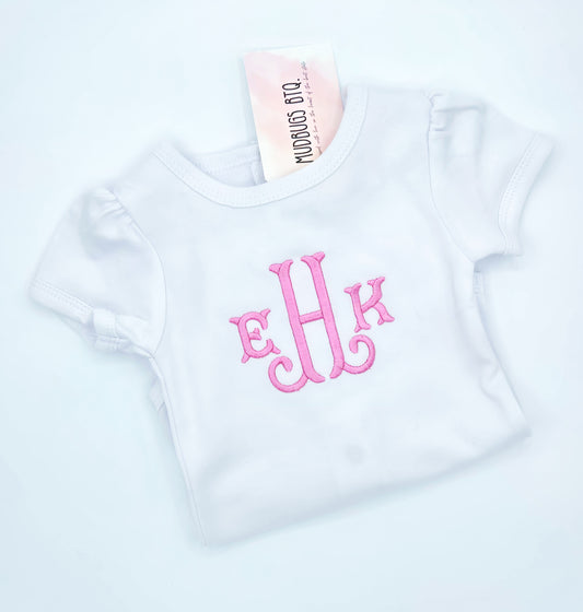 Girls Monogram Onesie