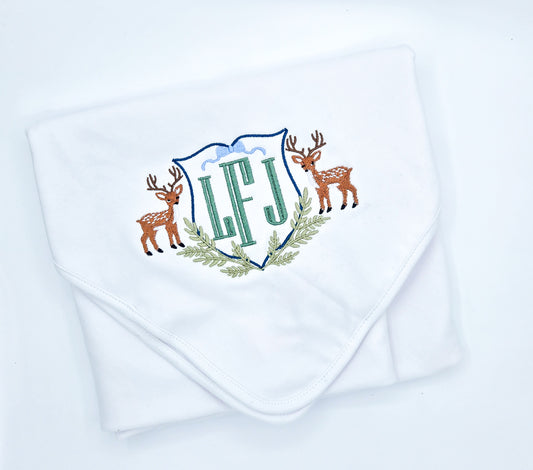 Personalized Deer Embroidered Blanket