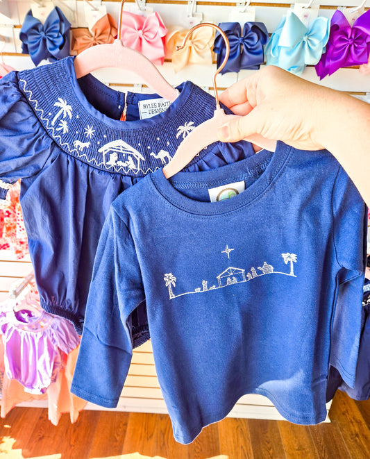 Boys Navy Nativity Shirt