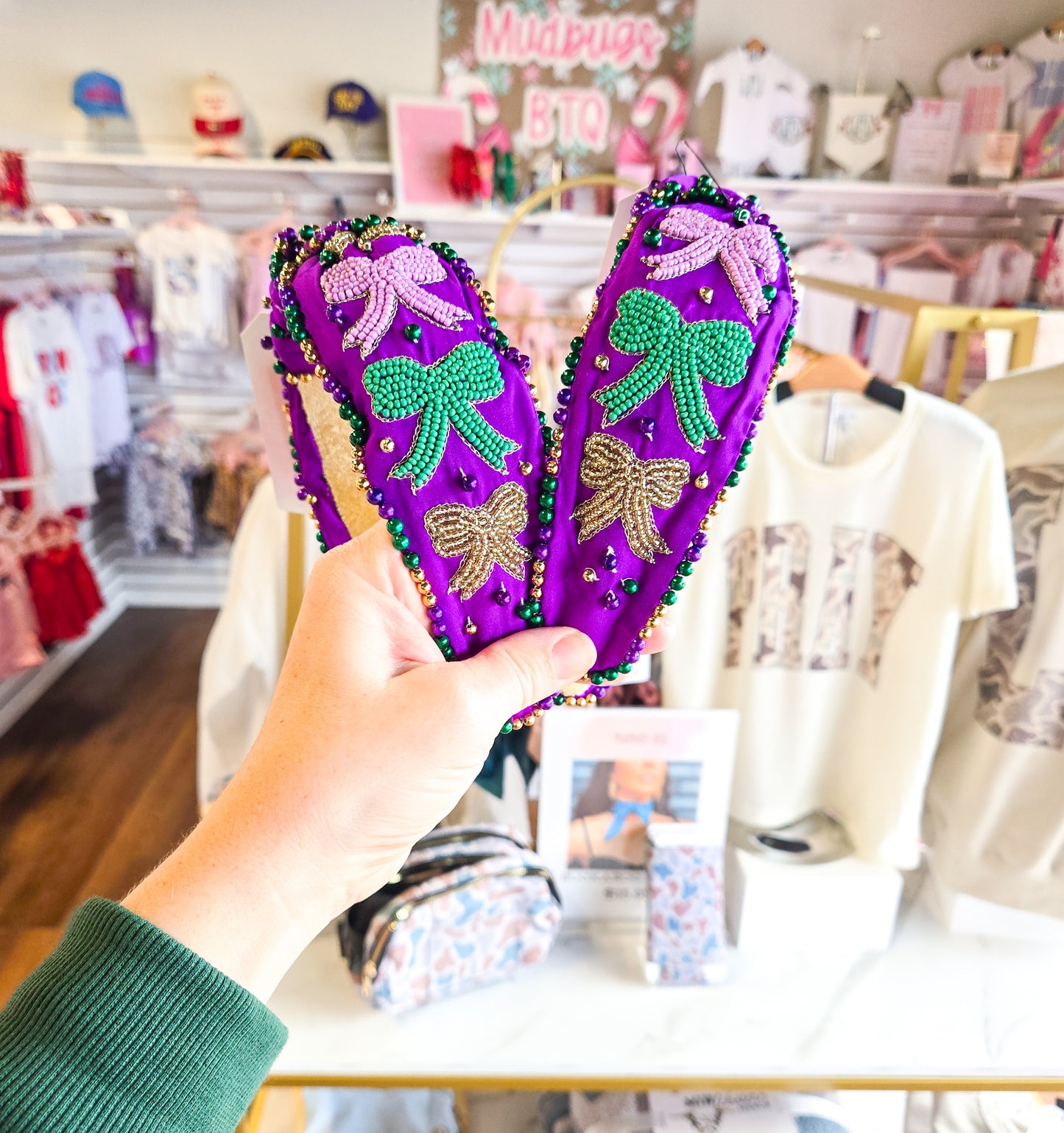 Mardi Gras Bow Headband - MUDBUGSBTQ