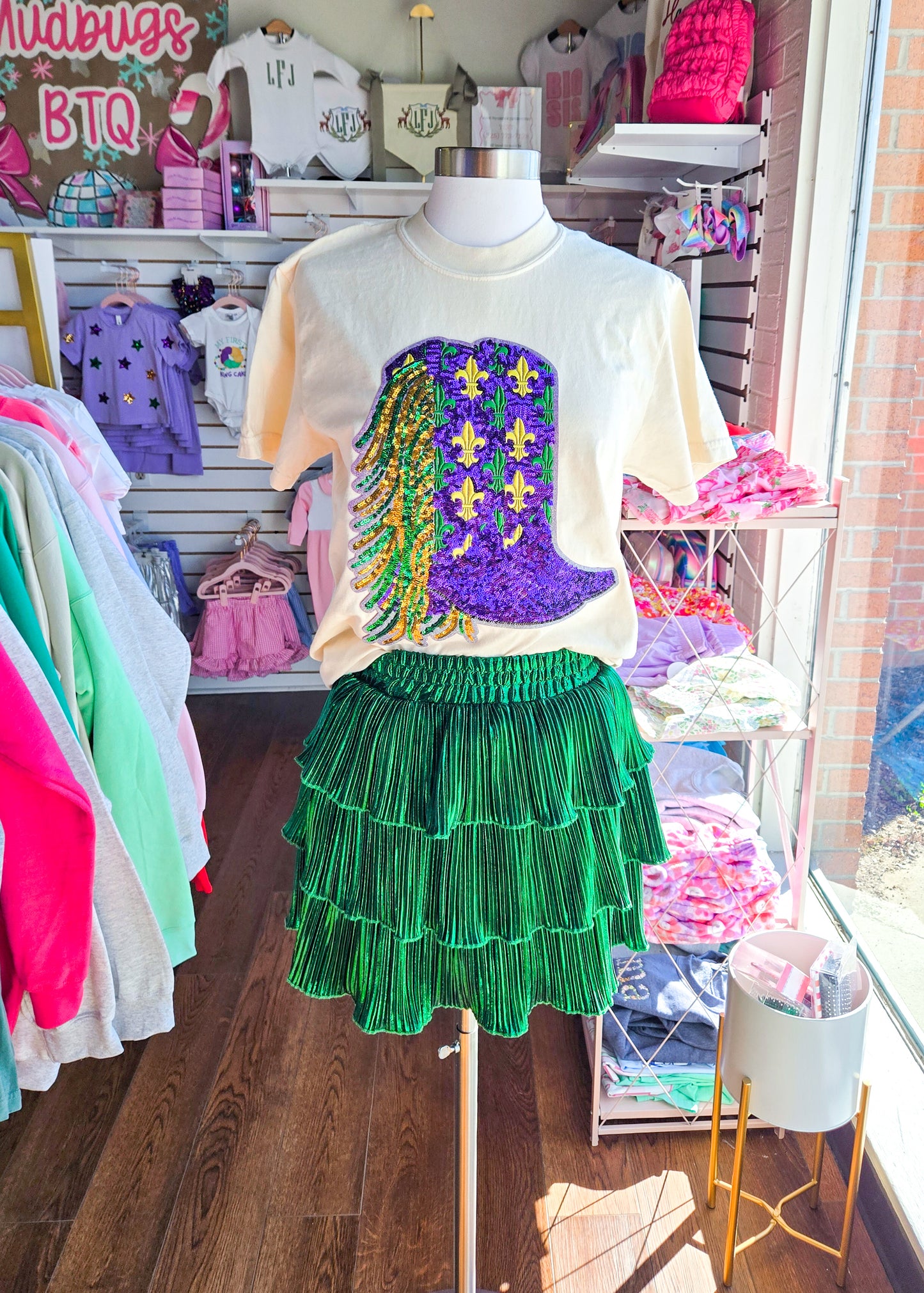 Mardi Gras Boot Patch Tee - MUDBUGSBTQ