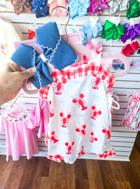 Blue Smocked Easter Romper (Copy) - MUDBUGSBTQ