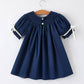 Navy Nativity Smocked Dress