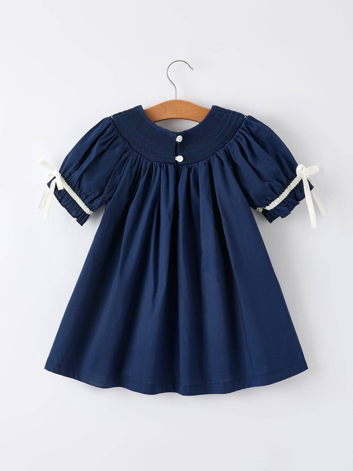 Navy Nativity Smocked Dress