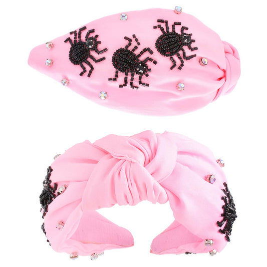 Pink Spider Knotted Headband