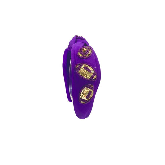 Purple & Gold Game Day Knot Headband - MUDBUGSBTQ