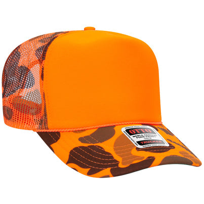 Camo Orange (high profile) Trucker Hat - MUDBUGSBTQ