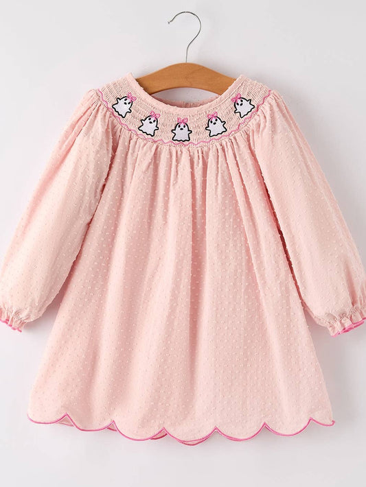 Ghost Embroidery Smocked Dress - MUDBUGSBTQ