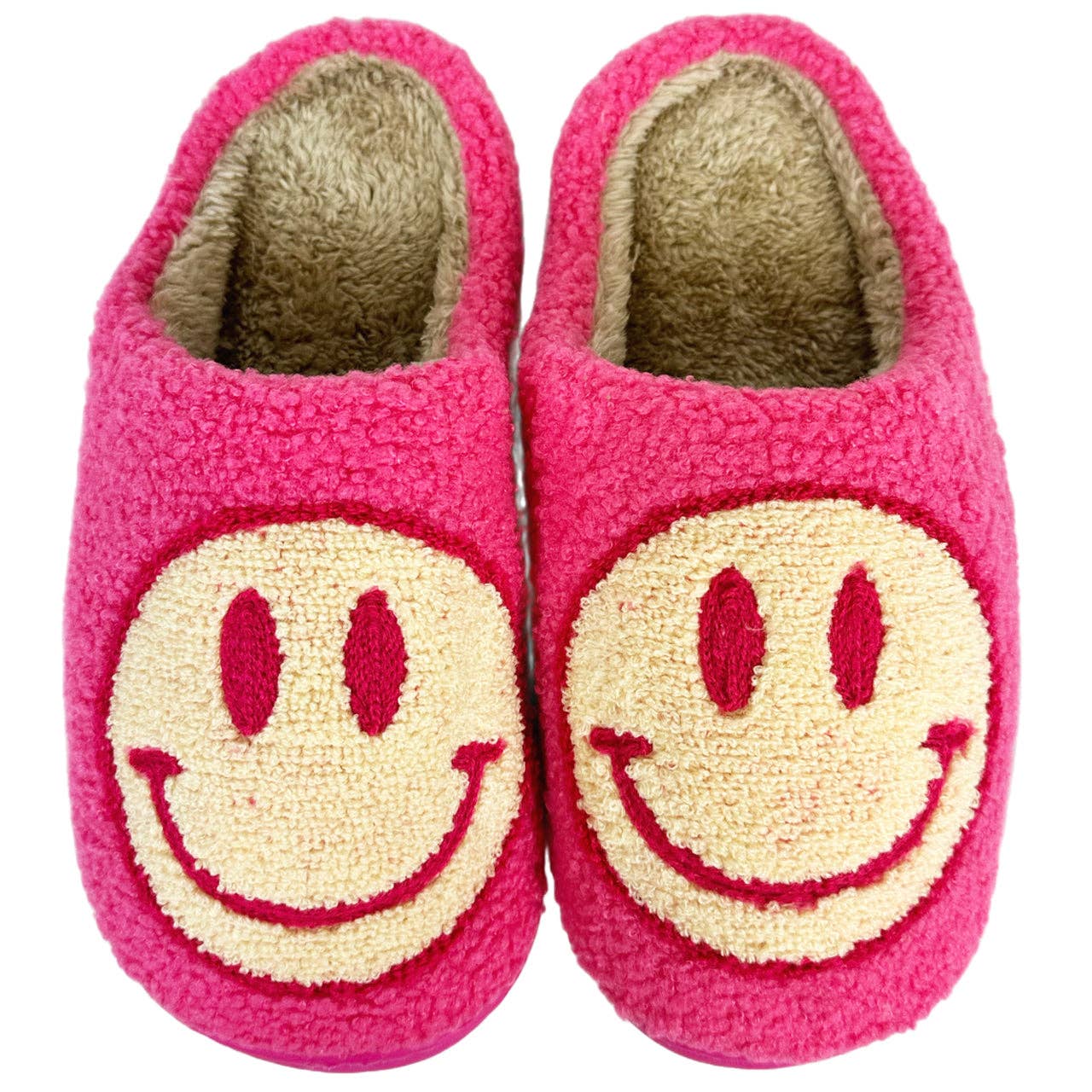 Pink Smiley Face Slippers