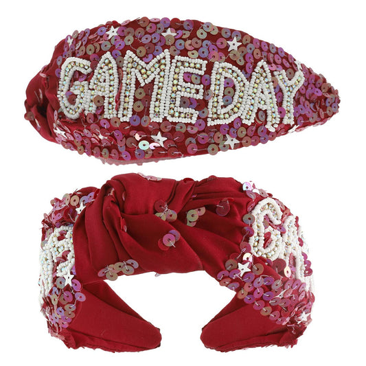 Girls Maroon Game Day Knot Headband