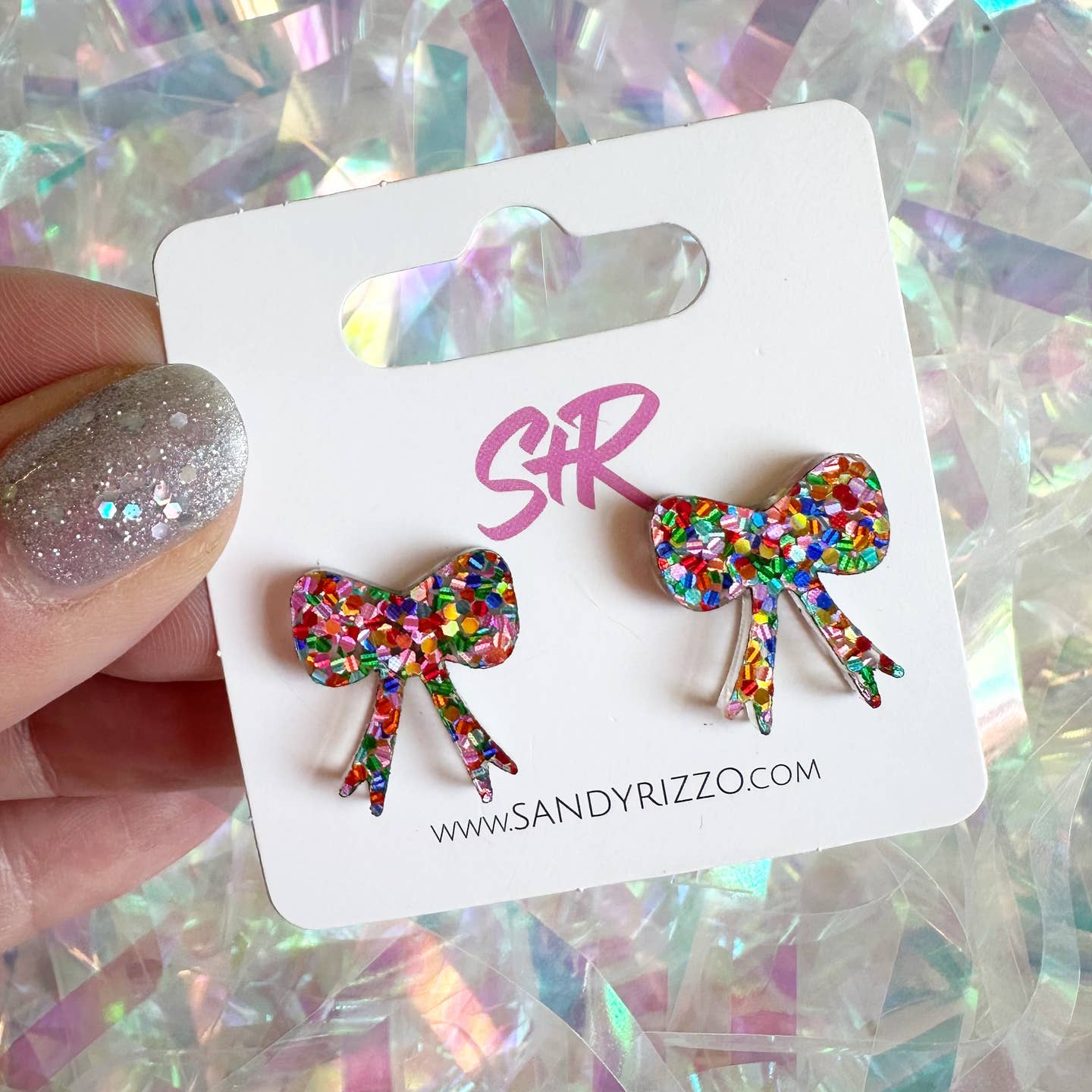 Glitter Bow Studs