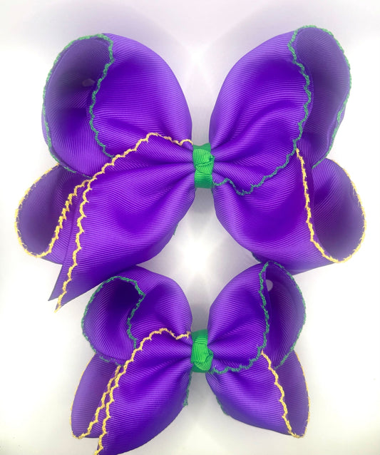 Mardi Gras Moon Stitch Hair Bow