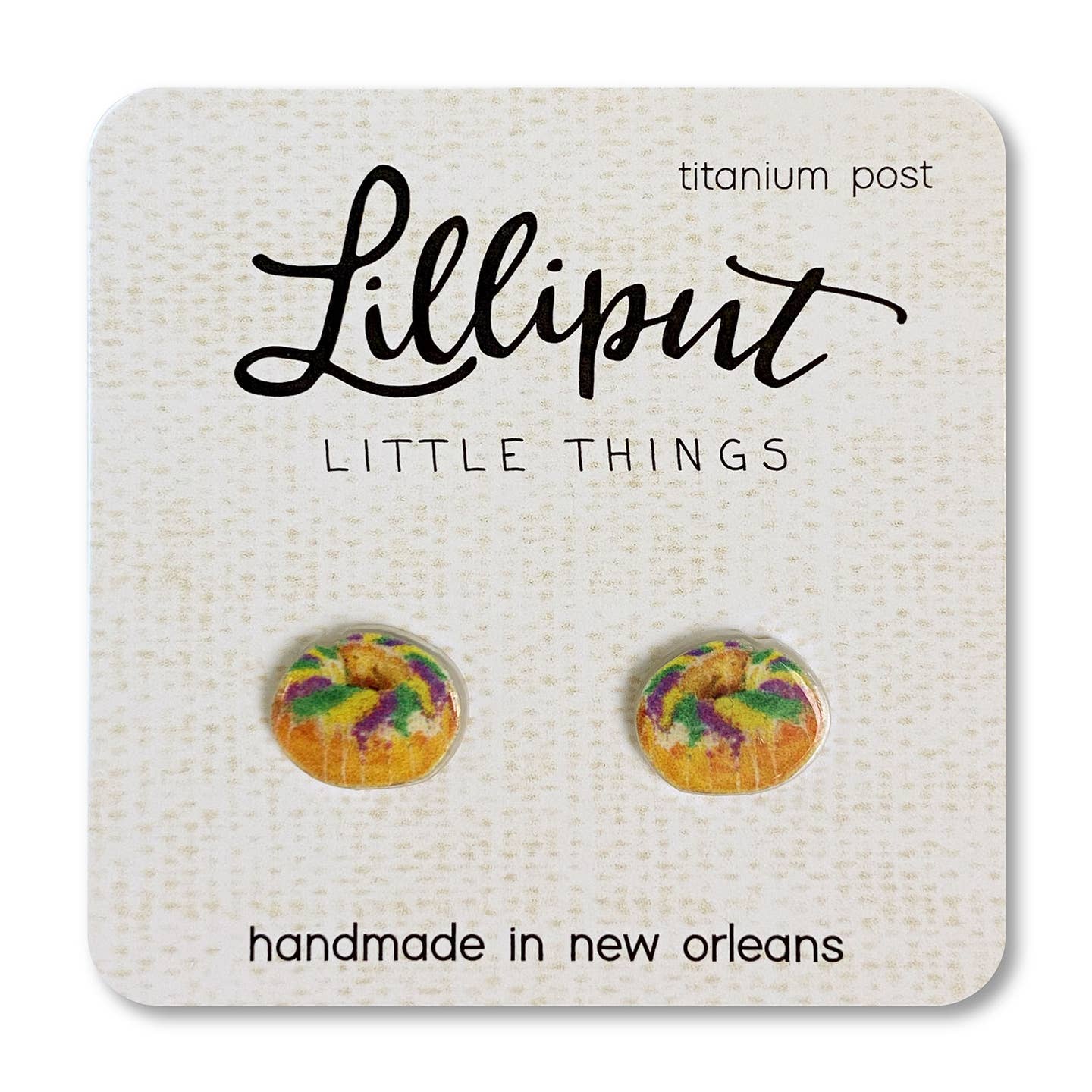 King Cake Earrings - MUDBUGSBTQ