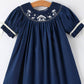 Navy Nativity Smocked Dress