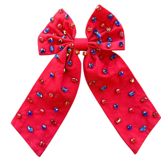 Red & Blue Rhinstone Bow - MUDBUGSBTQ