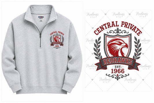 CP Redhawks Vintage Crest Quarter Zip Sweatshirt
