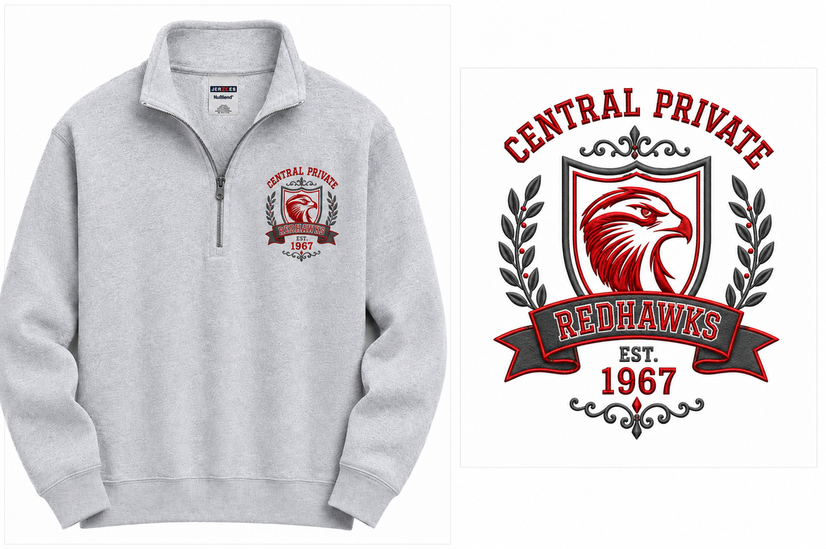 CP Redhawks Vintage Crest Quarter Zip Sweatshirt