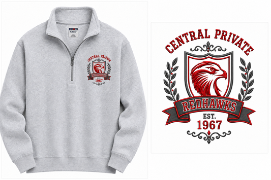 CP Redhawks Vintage Crest Quarter Zip Sweatshirt